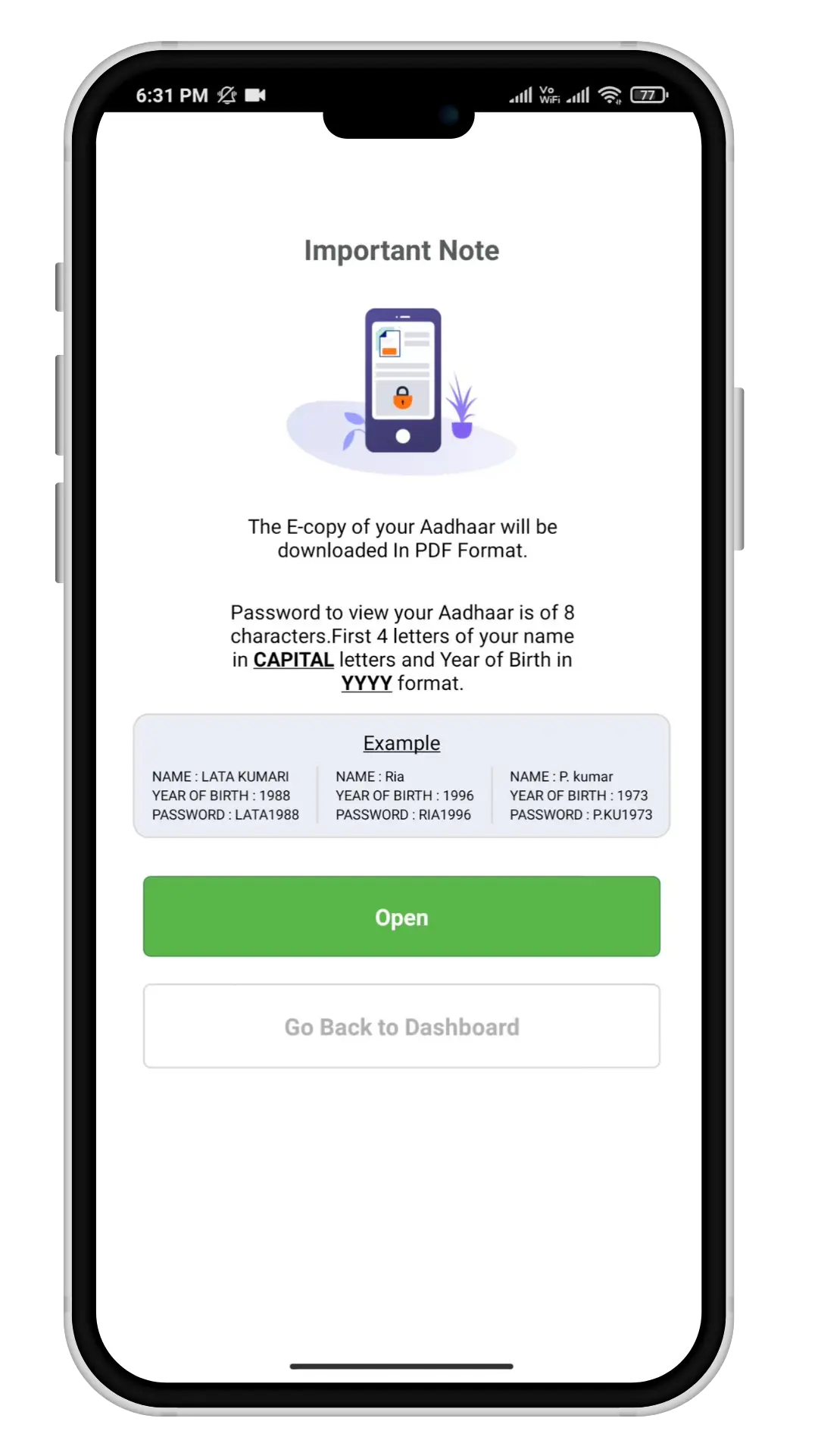 Visit MyAadhaar portal screenshot